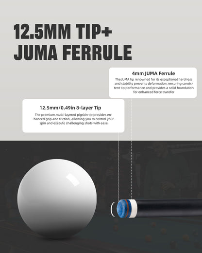 【CRICAL】CL-PD-02 Carbon Fiber Pool Cue Stick - 58" Low Deflection Professional Pool Cue with Pro Taper Shaft, 3D Wrapless Grip, 12.5mm Tip & 3/8x8 Joint Billiard Stick