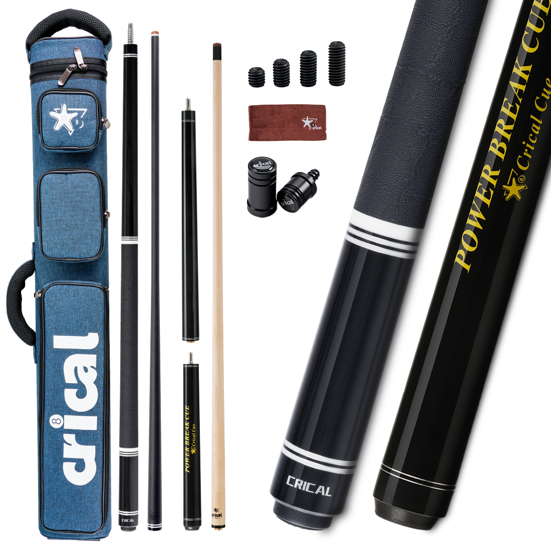 【WR-01-set2】CRICAL Carbon Fiber Pool Cue Set with Maple Break/Jump Cue