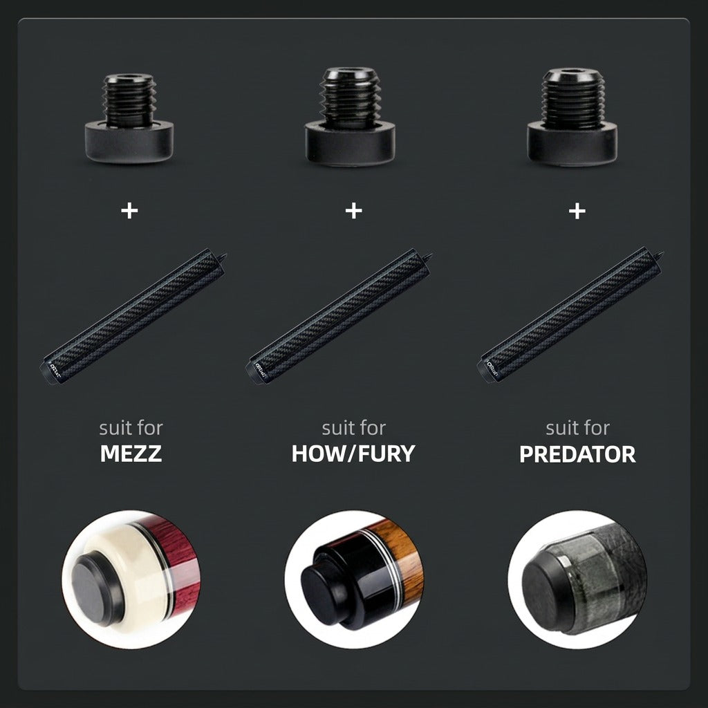 CRICAL Pool Cue Extension 2/3/4/8 Inch Metal Billiard Cue Extension with 3 Bumpers Billiard Accessories