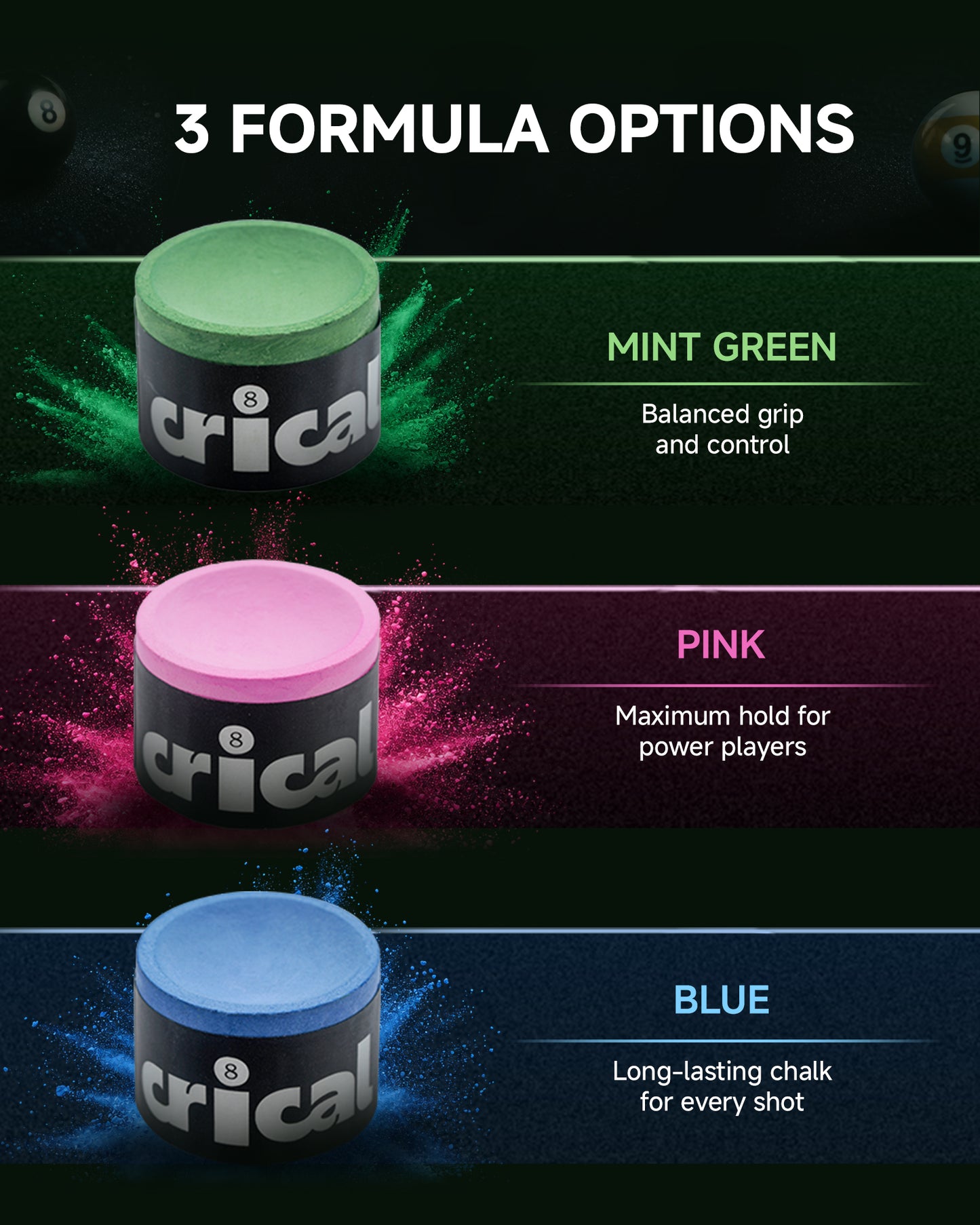 【CL chalk】CRICAL Low Dust Round Billiard Chalk Gift Box