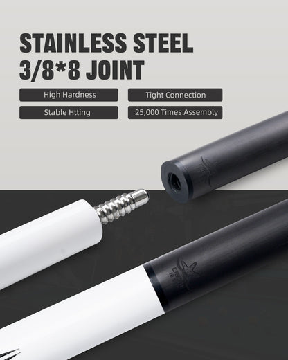 【CRICAL】CL-PD-01 Carbon Fiber Pool Cue Stick - 58" Low Deflection Professional Pool Cue with Pro Taper Shaft, 3D Wrapless Grip, 12.5mm Tip & 3/8x8 Joint Billiard Stick