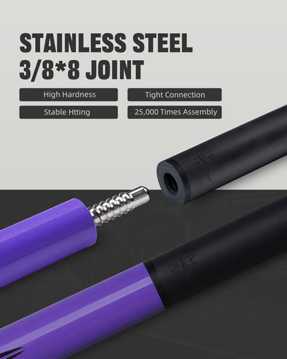 【CRICAL】CL-PD-03 Carbon Fiber Pool Cue Stick - 58" Low Deflection Professional Pool Cue with Pro Taper Shaft, 3D Wrapless Grip, 12.5mm Tip & 3/8x8 Joint Billiard Stick