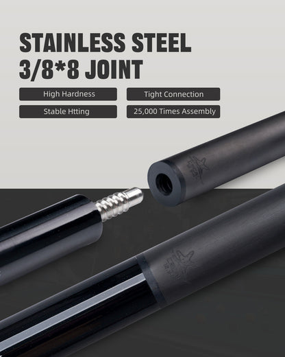 【CRICAL】CL-PD-05 Carbon Fiber Pool Cue Stick - 58" Low Deflection Professional Pool Cue with Pro Taper Shaft, 3D Wrapless Grip, 12.5mm Tip & 3/8x8 Joint Billiard Stick