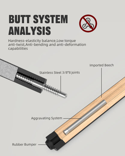 【CRICAL】CL-PD-02 Carbon Fiber Pool Cue Stick - 58" Low Deflection Professional Pool Cue with Pro Taper Shaft, 3D Wrapless Grip, 12.5mm Tip & 3/8x8 Joint Billiard Stick