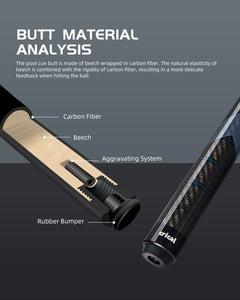 【CL-01】CRICAL Carbon Fiber Pool Cue Stick with 12.5mm Tip Low Deflection shaft for Billiard Cue Sticks