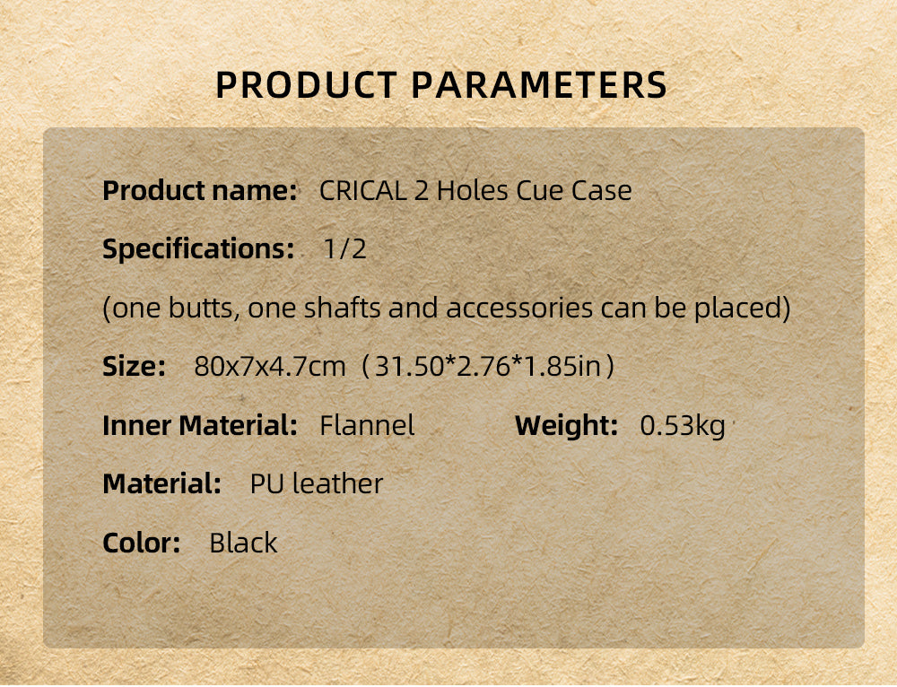 【CRICAL】2 holes Cue Case
