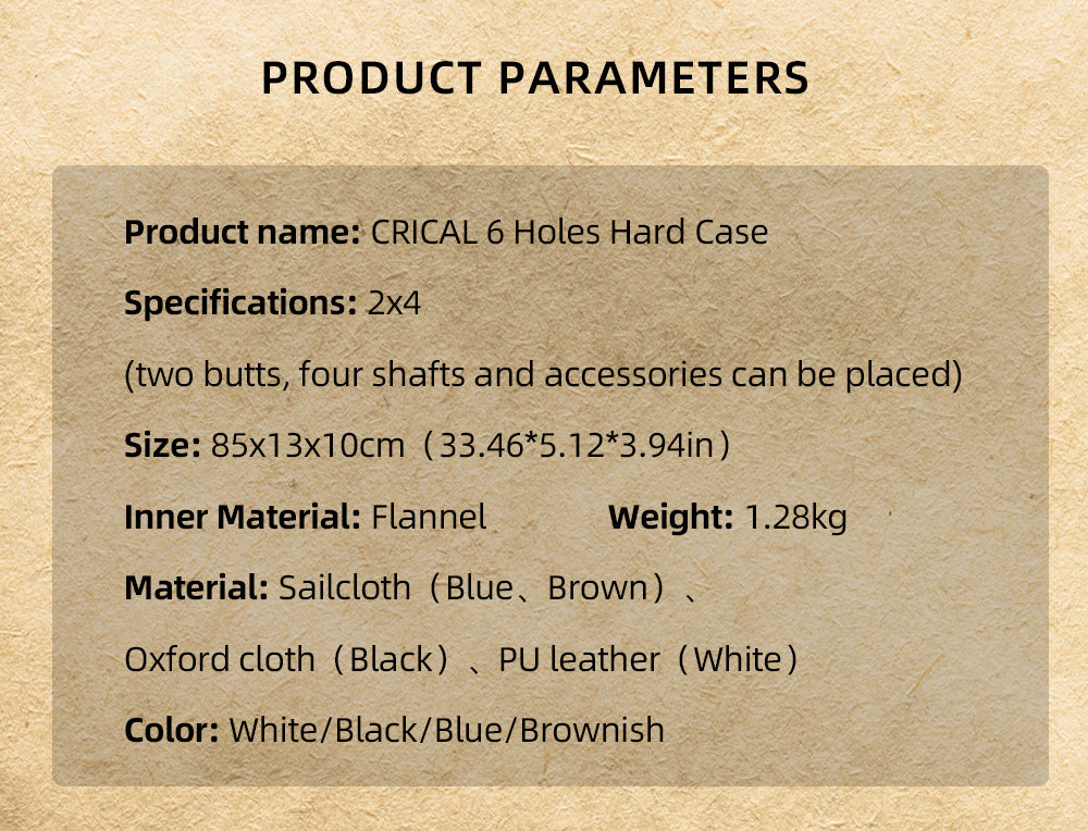 【Crical】 6 holes Cue Case（White/Blue/Black/Brown）