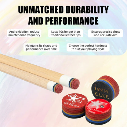 【CRICAL】Billiard Tips with Rainbow Tips 11/14mm Multilayer Pig Skin Cue Tips for Snooker Cue Tips for Billiards Cue Tip Accessories- 5 Piece