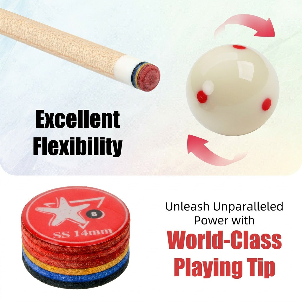 【CRICAL】Billiard Tips with Rainbow Tips 11/14mm Multilayer Pig Skin Cue Tips for Snooker Cue Tips for Billiards Cue Tip Accessories- 5 Piece