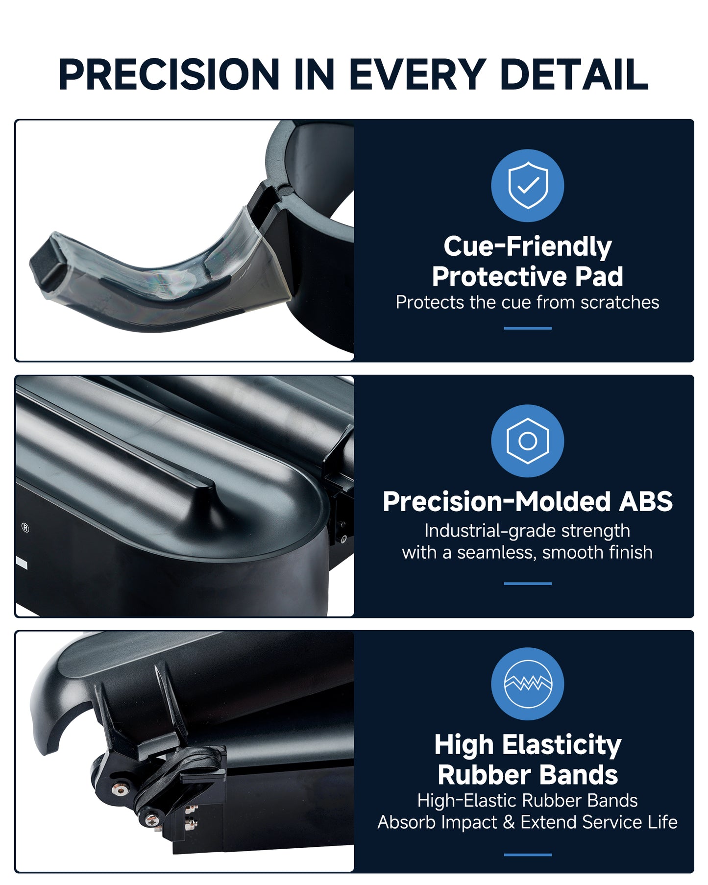 【CRICAL】 Billiards Training Aid, No Screw Assembly Required with ABS Pool Practice Trainer, Rubber Band Rebound System, Non-Slip Protective Base, Carrying Bag Included