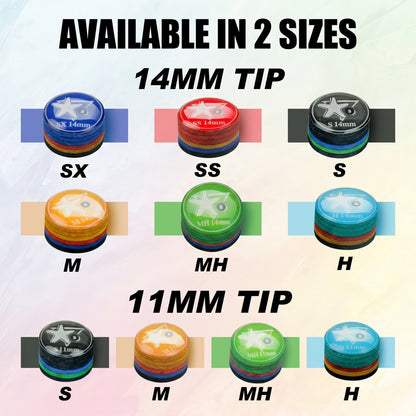 【CRICAL】Billiard Tips with Rainbow Tips 11/14mm Multilayer Pig Skin Cue Tips for Snooker Cue Tips for Billiards Cue Tip Accessories- 5 Piece