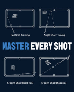 【CRICAL】 Billiards Training Aid, No Screw Assembly Required with ABS Pool Practice Trainer, Rubber Band Rebound System, Non-Slip Protective Base, Carrying Bag Included