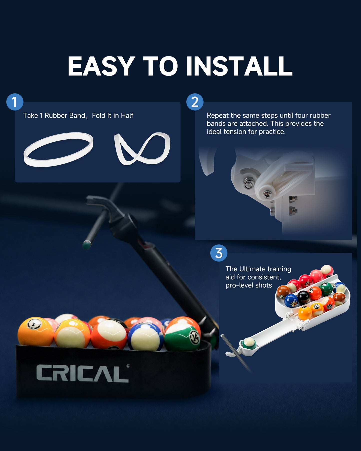 CRICAL No-Screw Billiards Training Aid with Carrying Bag
