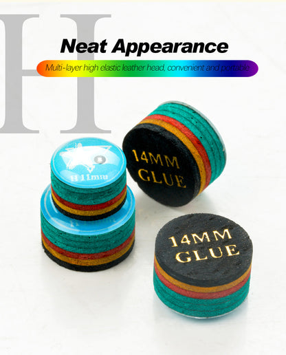【CRICAL】Billiard Tips with Rainbow Tips 11/14mm Multilayer Pig Skin Cue Tips for Snooker Cue Tips for Billiards Cue Tip Accessories