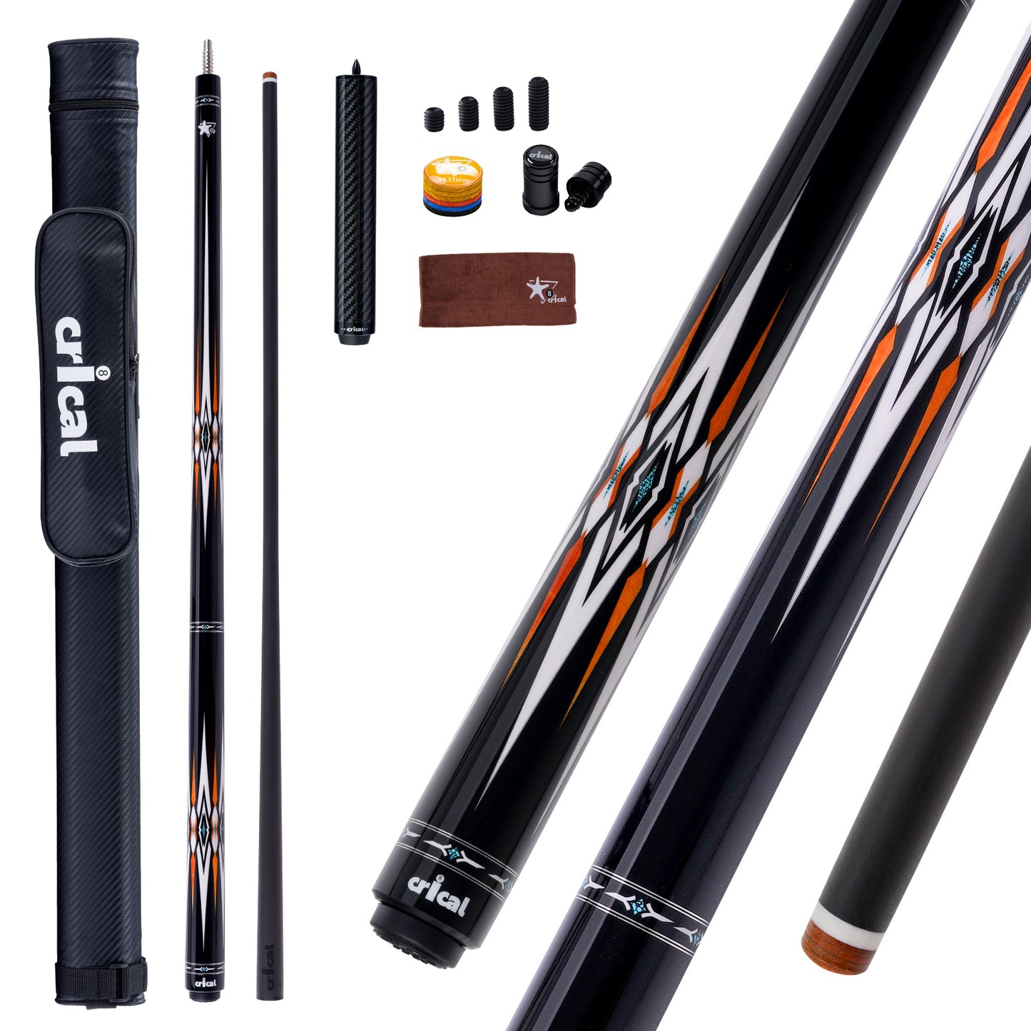 【Crical】CXD-1YF Carbon Fiber Pool Cue Stick with 12.5mm Tip Low Deflection shaft for Billiard Cue Sticks