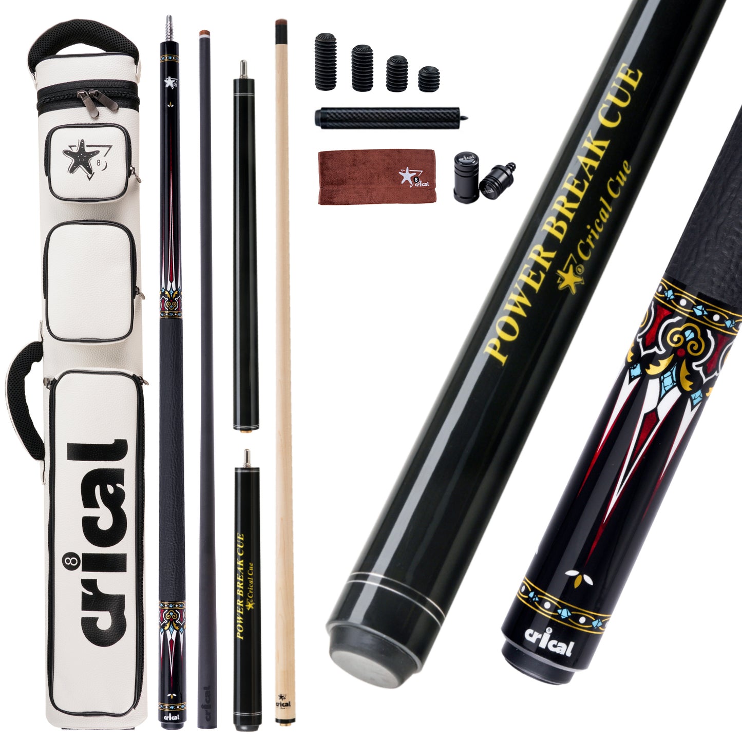 【CXD】CRICAL Pro Taper Carbon Fiber Pool Cue Set with Maple Jump Break Cue