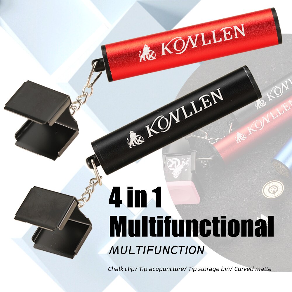 KONLLEN 4 in 1 Chalk Holder for Billiards Portable Pool Snooker Cue Tip Pricker Non-Slip Tips Storage Billiard Table Accessories