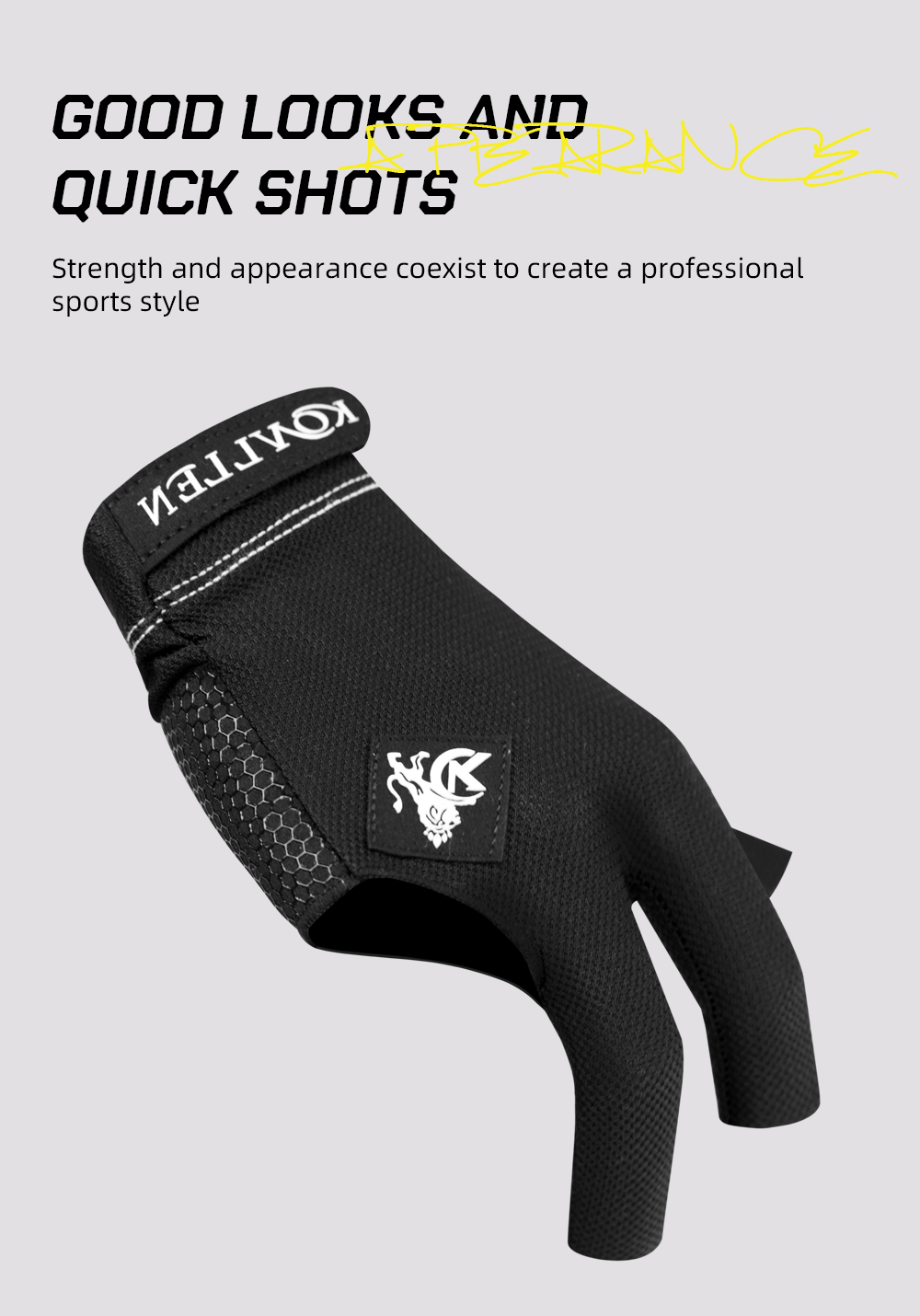 KONLLEN 3-finger billiards gloves pool gloves left and right-hand durable double-stitched snooker cue professional gloves