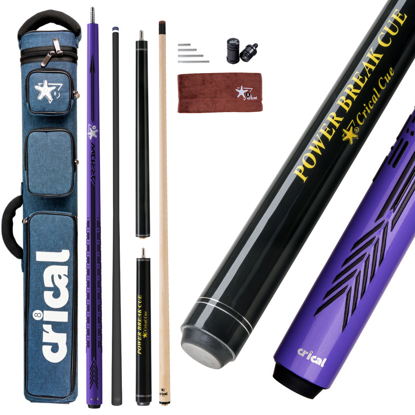 【PD】CRICAL Pro Taper Carbon Fiber Pool Cue Set with Maple Jump Break Cue