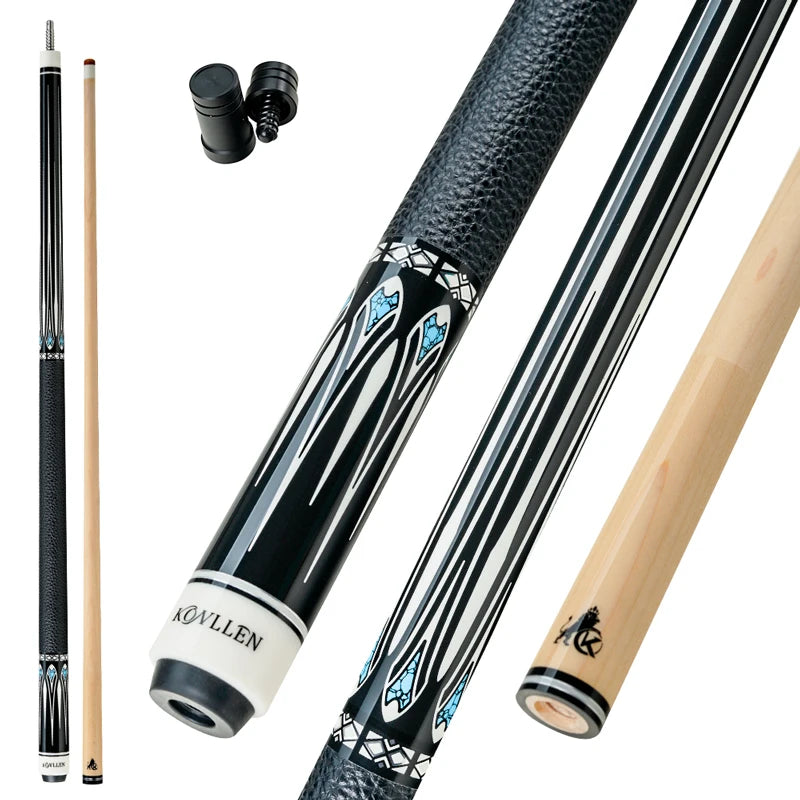 KONLLEN KL-B3/B4 Pool Cue Stick with 12.5mm Tip Carbon Maple Shaft Leather Grip Professional Taper 3*8/8 Joint for Billiard Cue