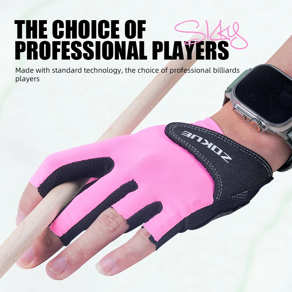 ZOKUE pool gloves with Left Hand Medium High Quality Ballteck Korea Carom Glove 3 Fingers Professional for Billiard Accessories