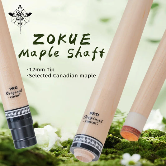 ZOKUE Carom Stick wooden single shaft with 12mm tip 71cm lengh North American Hard Maple  for 3 Cushion  Professional Carom cue