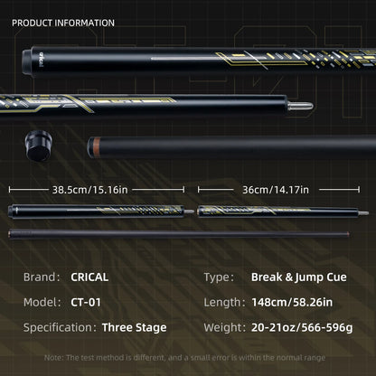 【Crical】2 in 1 Carbon Energy Break Punch Kick-off Jump Billiard Pool Cue Stick 13mm Break Jump Cue Stick