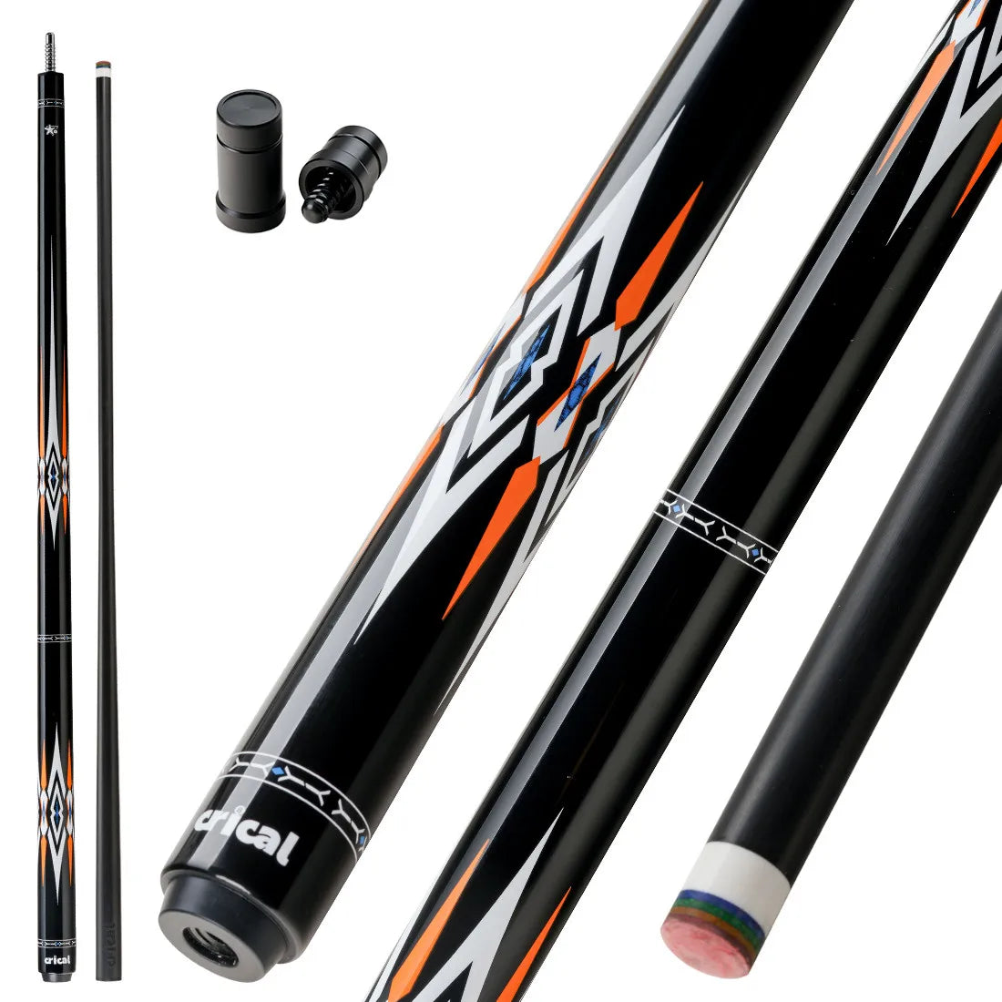CRICAL Carbon Fiber Pool Cue Stick 58" Billiard Cue Sticks Professional Low Deflection Pool Sticks with 3/8 * 8 Pin Joint and 12