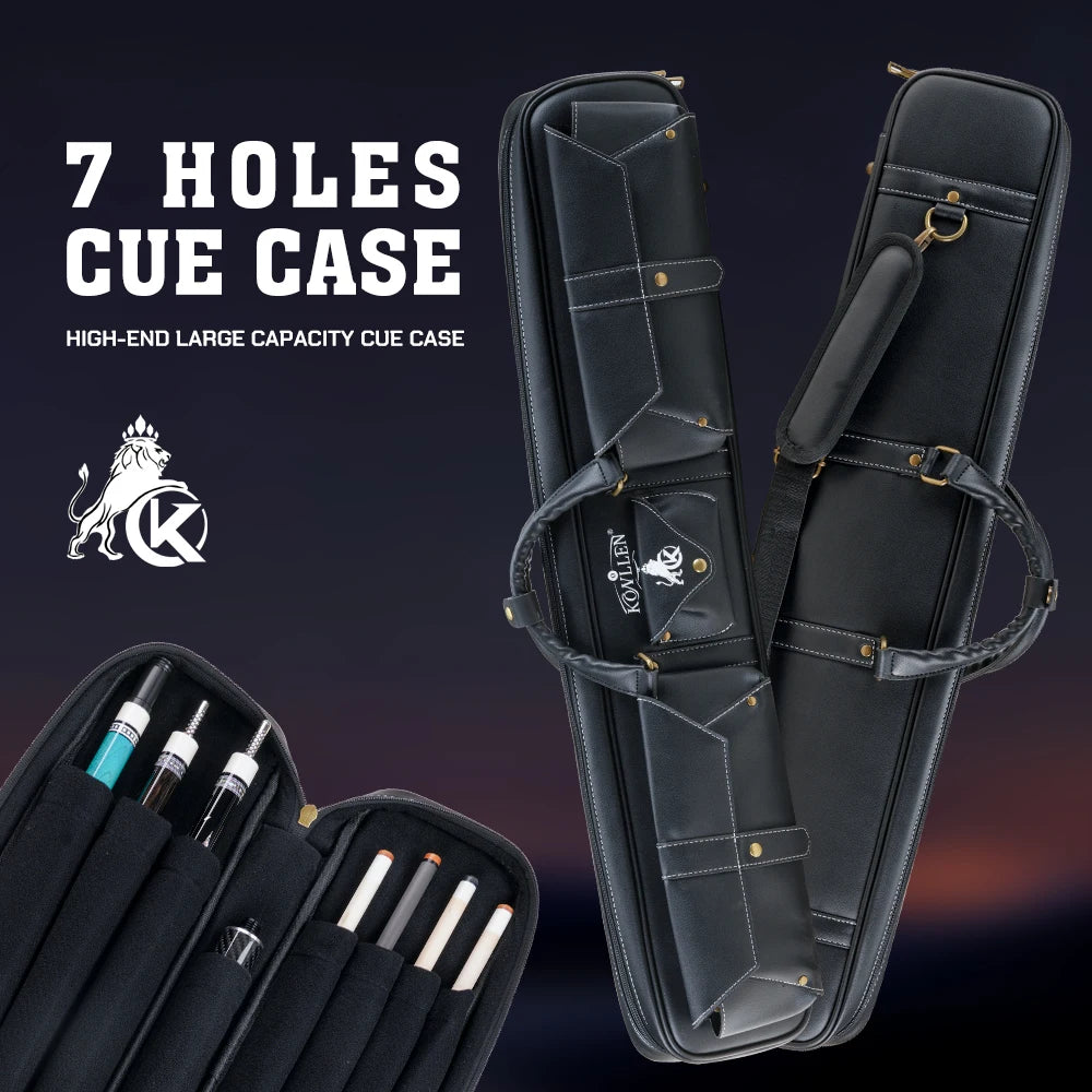 KONLLEN Pool Cue Case 7 holes PU Leather pool cue bag Holds waterproof 3 Butts and 4 Shafts Billiard cue case pool stick case