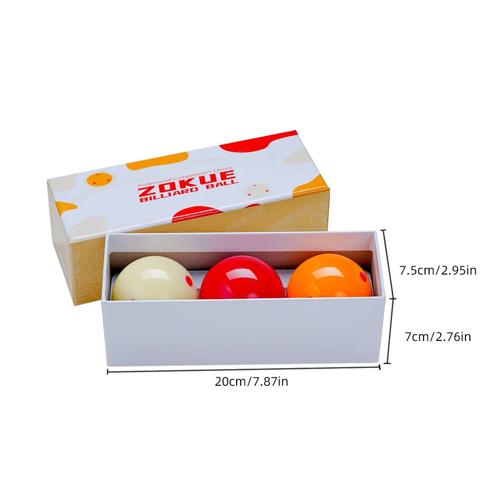 ZOKUE Carom Ball Set with 61.5 mm Carom Billiard Balls Complete 3 Ball Set for Beginner 3 cushion carom cue