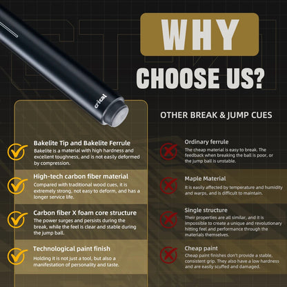 【Crical】2 in 1 Carbon Energy Break Punch Kick-off Jump Billiard Pool Cue Stick 13mm Break Jump Cue Stick