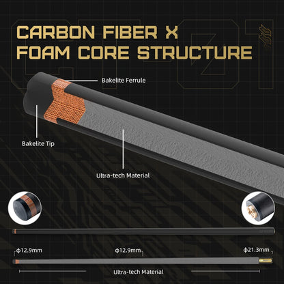 【Crical】2 in 1 Carbon Energy Break Punch Kick-off Jump Billiard Pool Cue Stick 13mm Break Jump Cue Stick