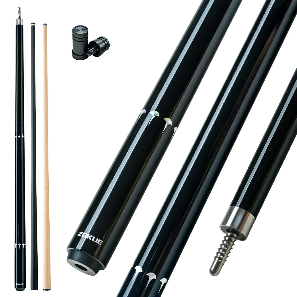 ZOKUE Carbon Fiber Pool Cue Stick with 2 Shafts Low Deflection Full Carbon Technology 1/2 Split Billiards Pool Stick Set