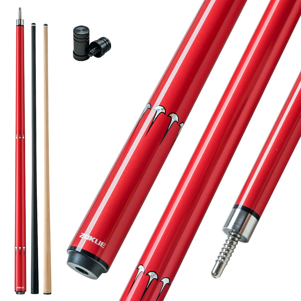 ZOKUE Carbon Fiber Pool Cue Stick with 2 Shafts Low Deflection Full Carbon Technology 1/2 Split Billiards Pool Stick Set