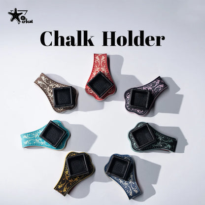 【Crical】 Billiard Chalk Holder with Square Leather Engraved Magnetic Support for Pool Cue Snooker Silent Billiard Accessories