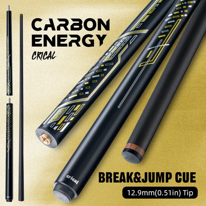 【Crical】2 in 1 Carbon Energy Break Punch Kick-off Jump Billiard Pool Cue Stick 13mm Break Jump Cue Stick