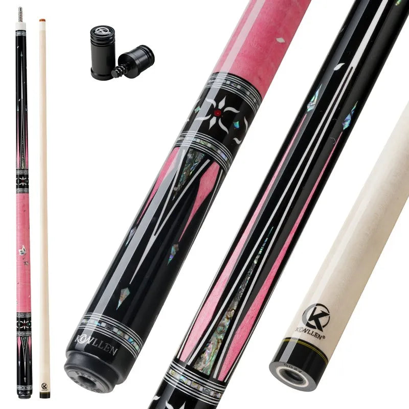 KONLLEN Butterfly Love Cues, KL-KB, 12.5mm Hardrock Maple Shaft Contains Carbon Tube Stick, Handmade Inlay Production Billiard