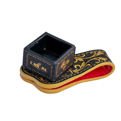 【Crical】 Billiard Chalk Holder with Square Leather Engraved Magnetic Support for Pool Cue Snooker Silent Billiard Accessories