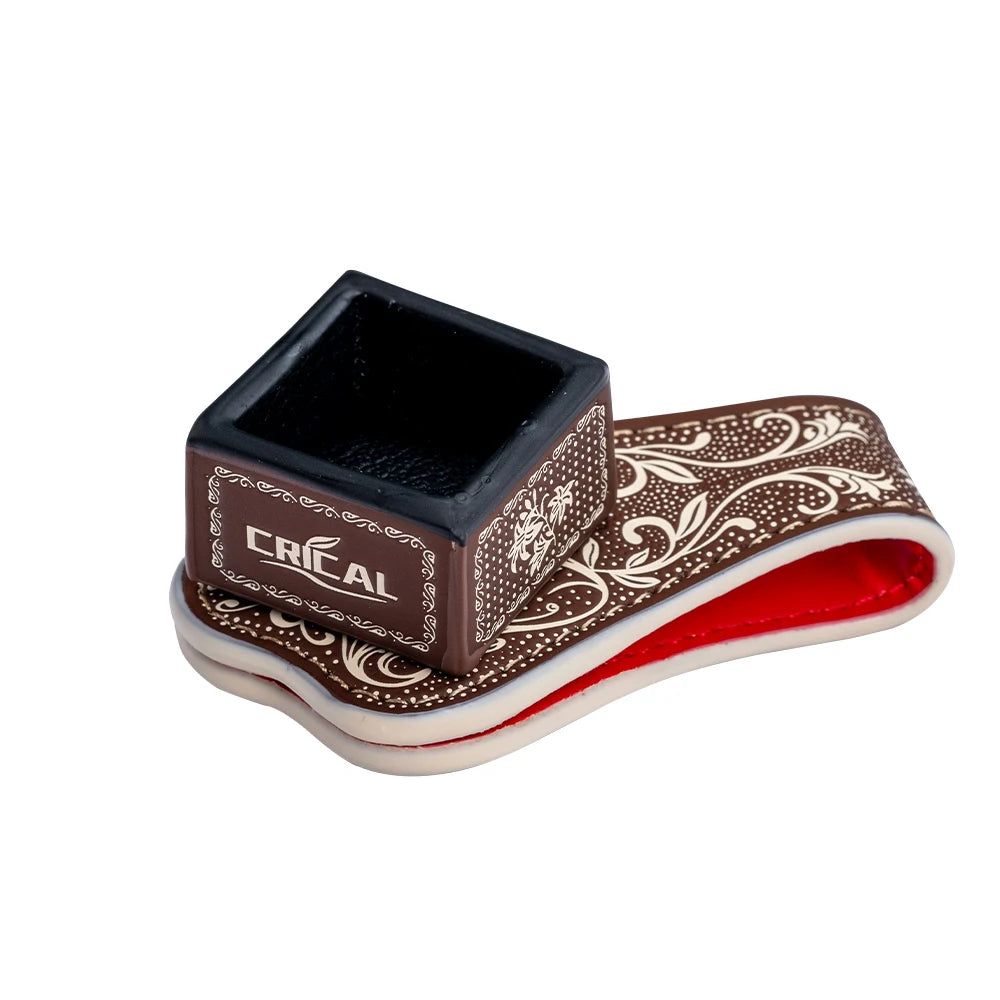 【Crical】 Billiard Chalk Holder with Square Leather Engraved Magnetic Support for Pool Cue Snooker Silent Billiard Accessories
