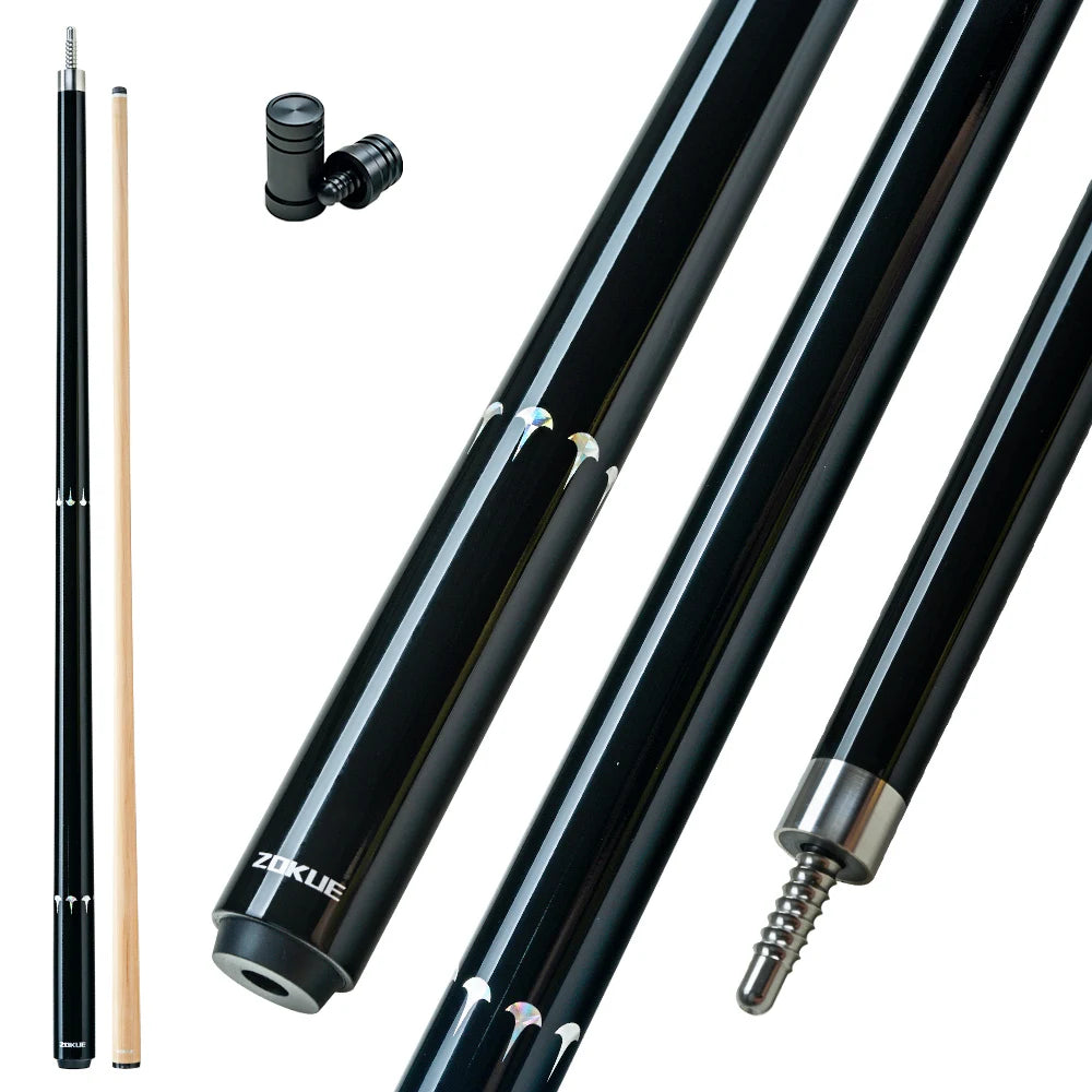 ZOKUE Carbon Fiber Pool Cue Stick with 2 Shafts Low Deflection Full Carbon Technology 1/2 Split Billiards Pool Stick Set