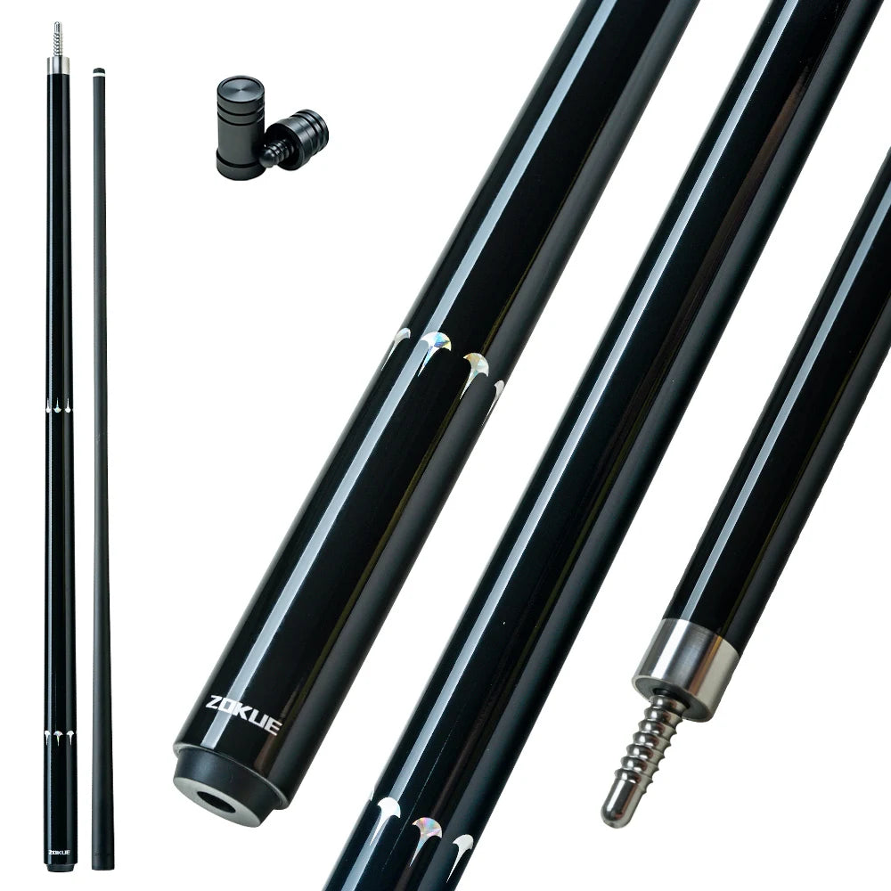 ZOKUE Carbon Fiber Pool Cue Stick with 2 Shafts Low Deflection Full Carbon Technology 1/2 Split Billiards Pool Stick Set