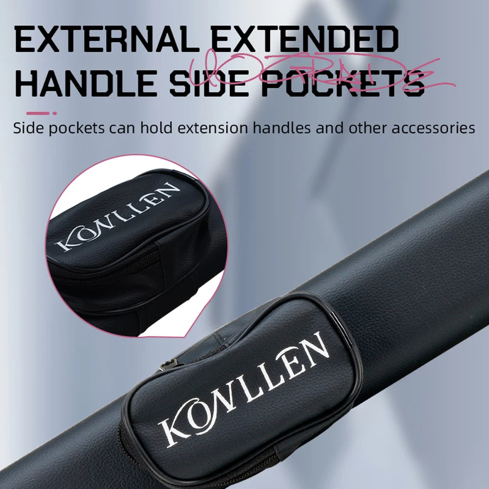 KONLLEN Pool Cue Case with 1x1 PU Pool Stick Case Holds 2 holes Billiard Stick Large Capacity Carrying Cases