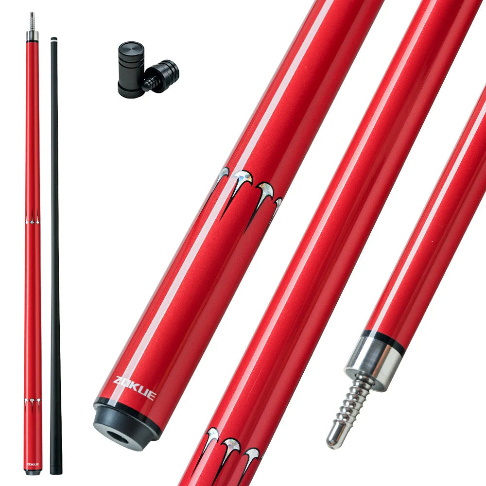 ZOKUE Carbon Fiber Pool Cue Stick with 2 Shafts Low Deflection Full Carbon Technology 1/2 Split Billiards Pool Stick Set