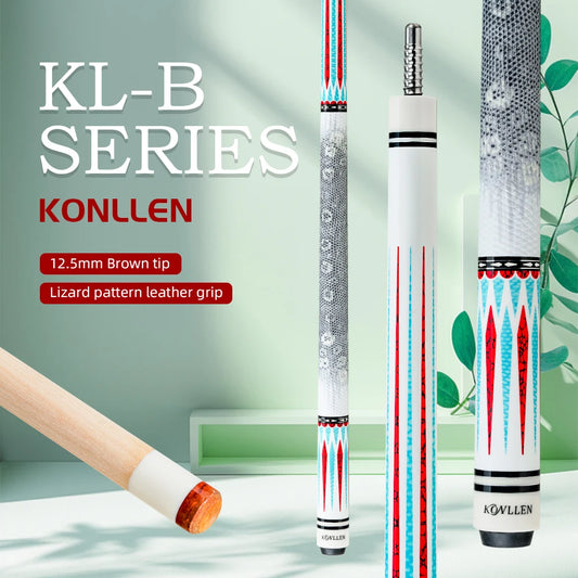 KONLLEN KL-B1/B2 Pool Cue Stick with 12.5mm Tip  Maple Shaft Leather Grip Professional Taper 3*8/8 Joint for Billiard Cue Stick