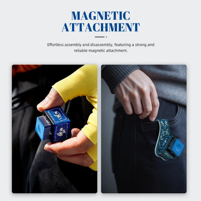 【Crical】 Billiard Chalk Holder with Square Leather Engraved Magnetic Support for Pool Cue Snooker Silent Billiard Accessories