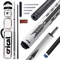 【PD CASE-SET】 Carbon Fiber Pool Cue Stick - 58" Low Deflection Pool Cue with Pro Taper Shaft, 3D Anti-Slip Wrapless Grip, 12.5mm Tip & 3/8x8 Joint Billiard Stick