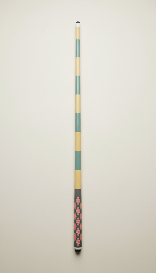 Signature maple cue stick in blue-green