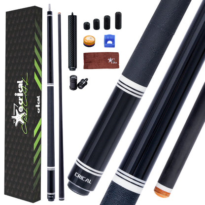 【CRICAL】 WR Series Low Deflection Carbon Fiber Pool Cue Stick – 58" 1/2 Split Billiard Cue with 12.5mm 6-Layer Tip,  Ebony/Pterocarpus Soyauxii Material, Pro Taper Carbon Fiber Shaft, 3/8x8 Stainless Steel Joint，Genuine Leather Grip for Professional Play