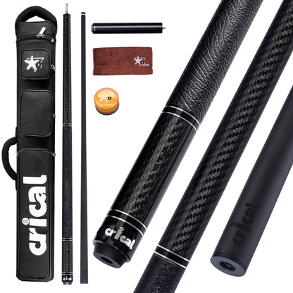 【CRICAL】VP-1 VP-2 Carbon Fiber Pool Cue Stick - 58" Professional Pool Cue with 12.5mm Tip & 3/8x8 Joint Billiard Stick