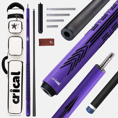 【CL-PD-CUE CASE-SET】 Carbon Fiber Pool Cue Stick - 58" Low Deflection Professional Pool Cue with Pro Taper Shaft, 3D Anti-Slip Wrapless Grip, 12.5mm Tip & 3/8x8 Joint Billiard Stick